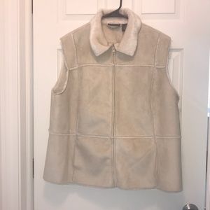 Taupe & Cream faux fur vest Plus size 3x